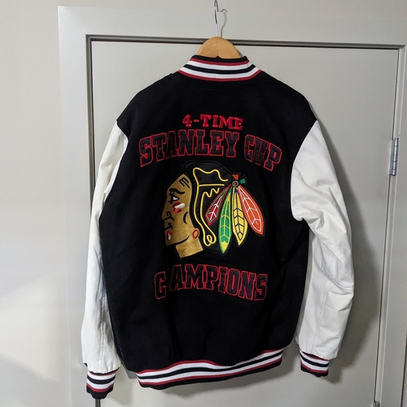 Chicago Blackhawks 4 Time Stanley Cup Varsity Jacket - Picture 2 of 8